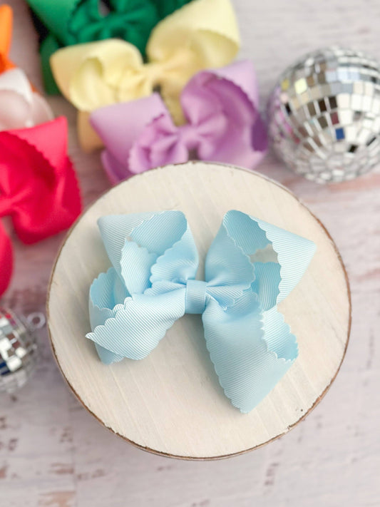 Oversize Scalloped Hair Bows - Alligator Clip - 5.5" Girls