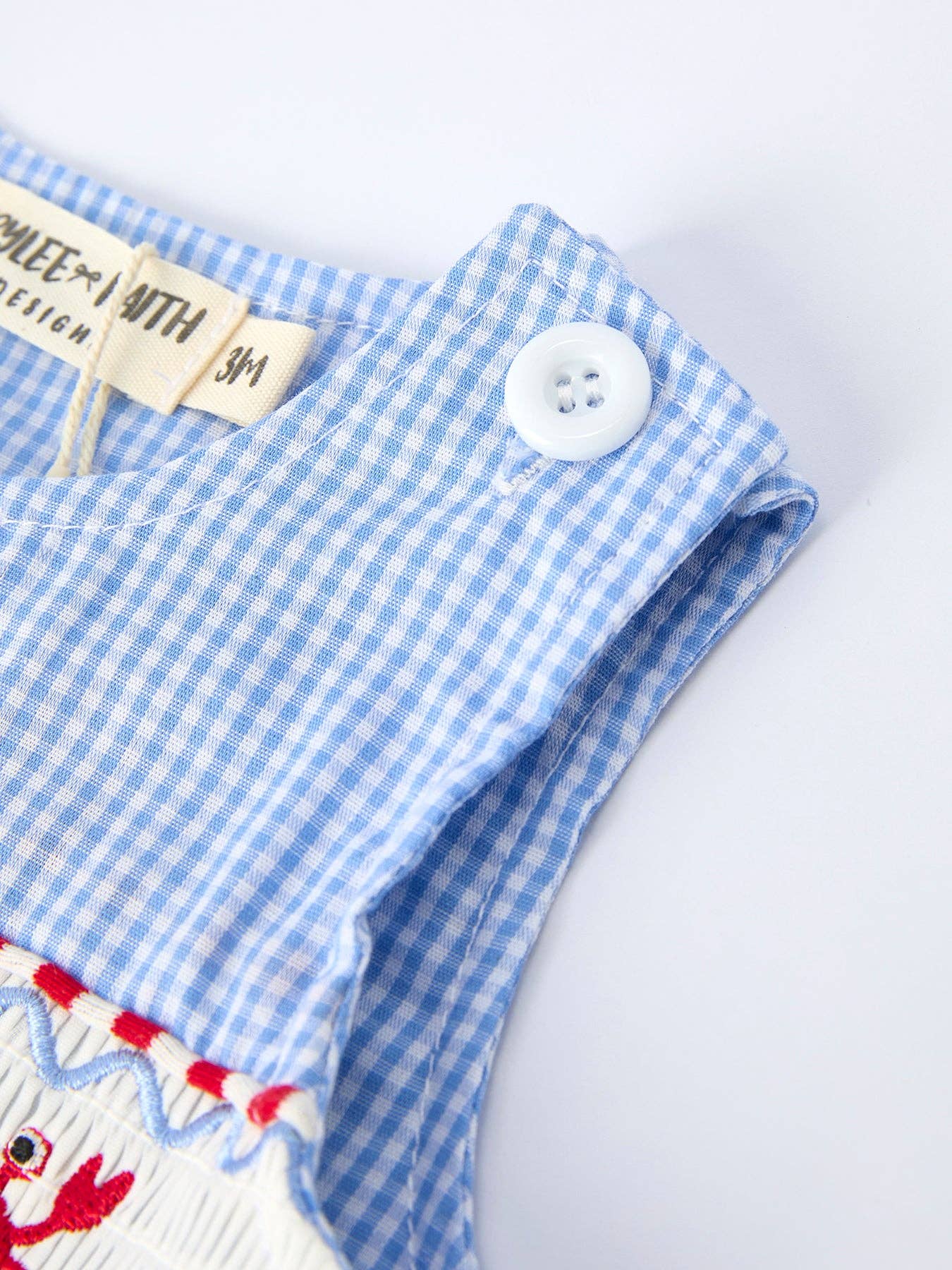 Crab Embroidered Boy Smocked Romper