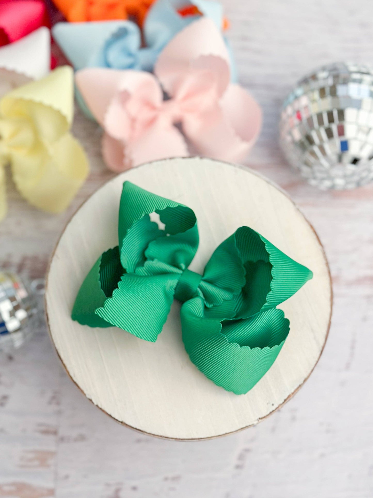 Oversize Scalloped Hair Bows - Alligator Clip - 5.5" Girls
