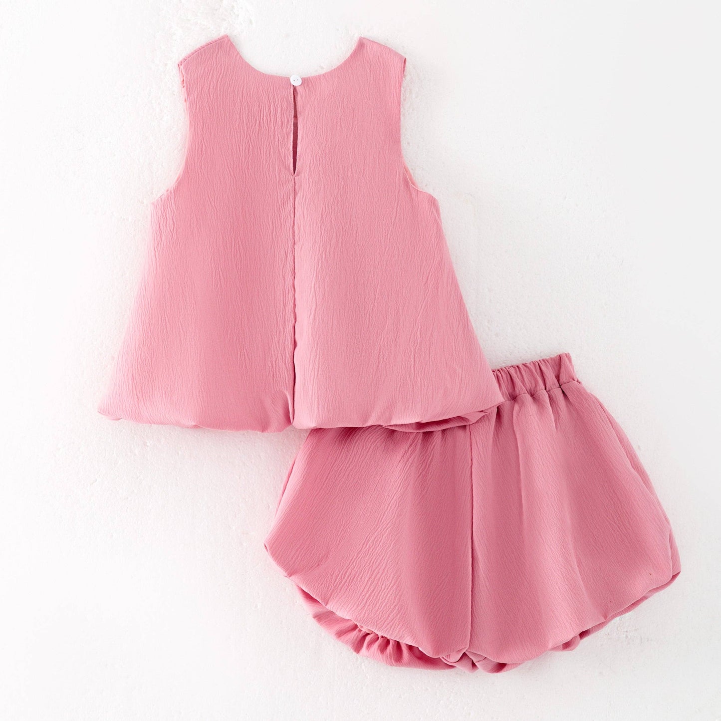 Girls Pink Bow Bubble Short Set