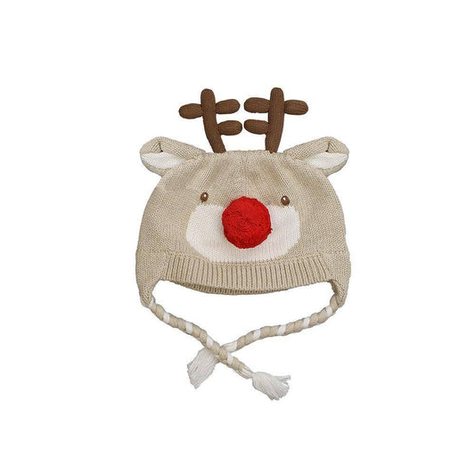 Reindeer Knit Hat with Removable Bow