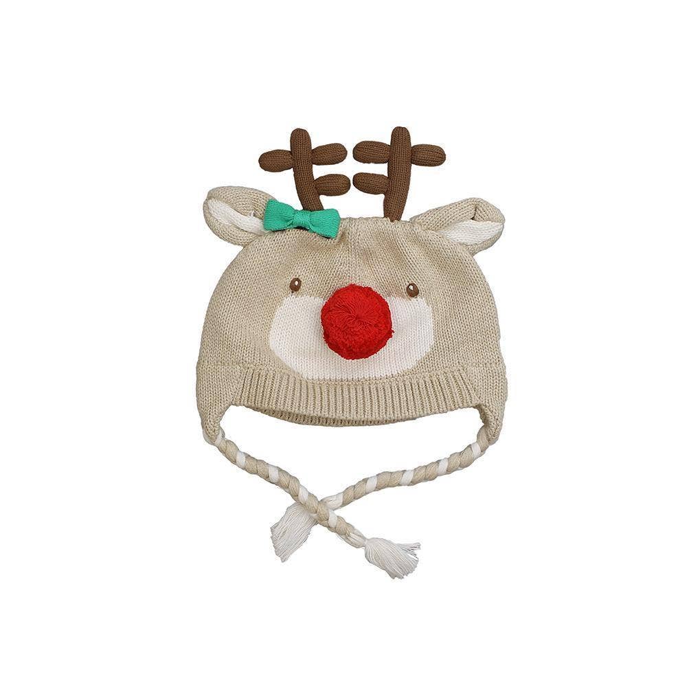 Reindeer Knit Hat with Removable Bow
