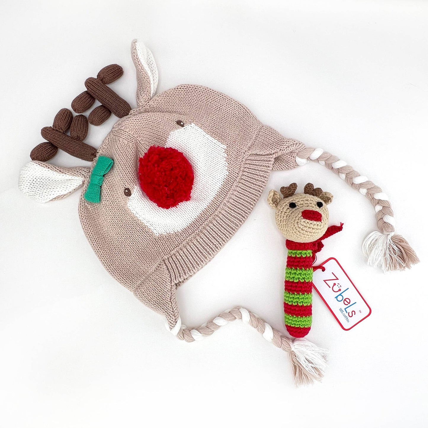 Reindeer Knit Hat with Removable Bow