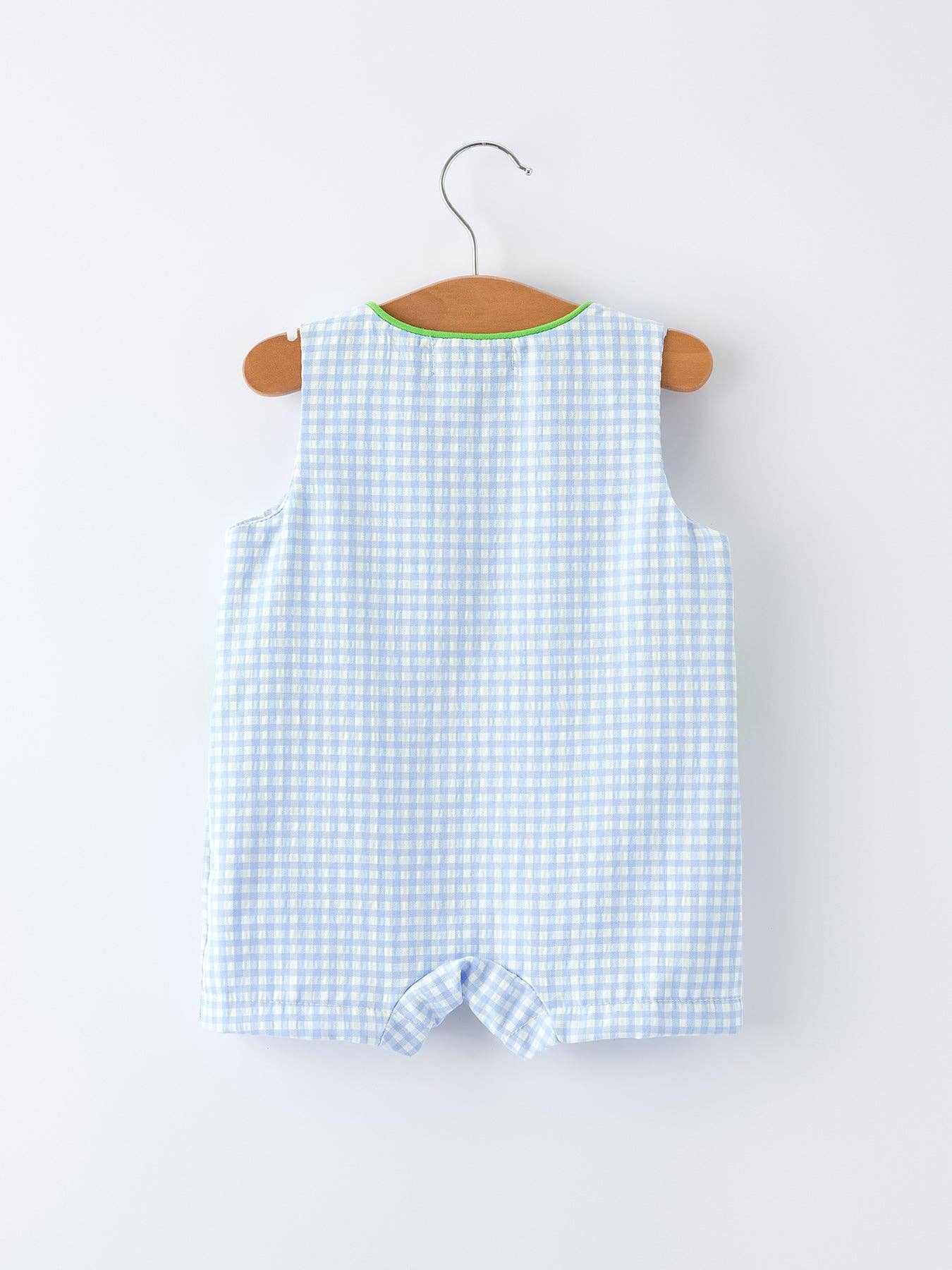 Boys Summer Crocodile Embroidered Smocked Romper