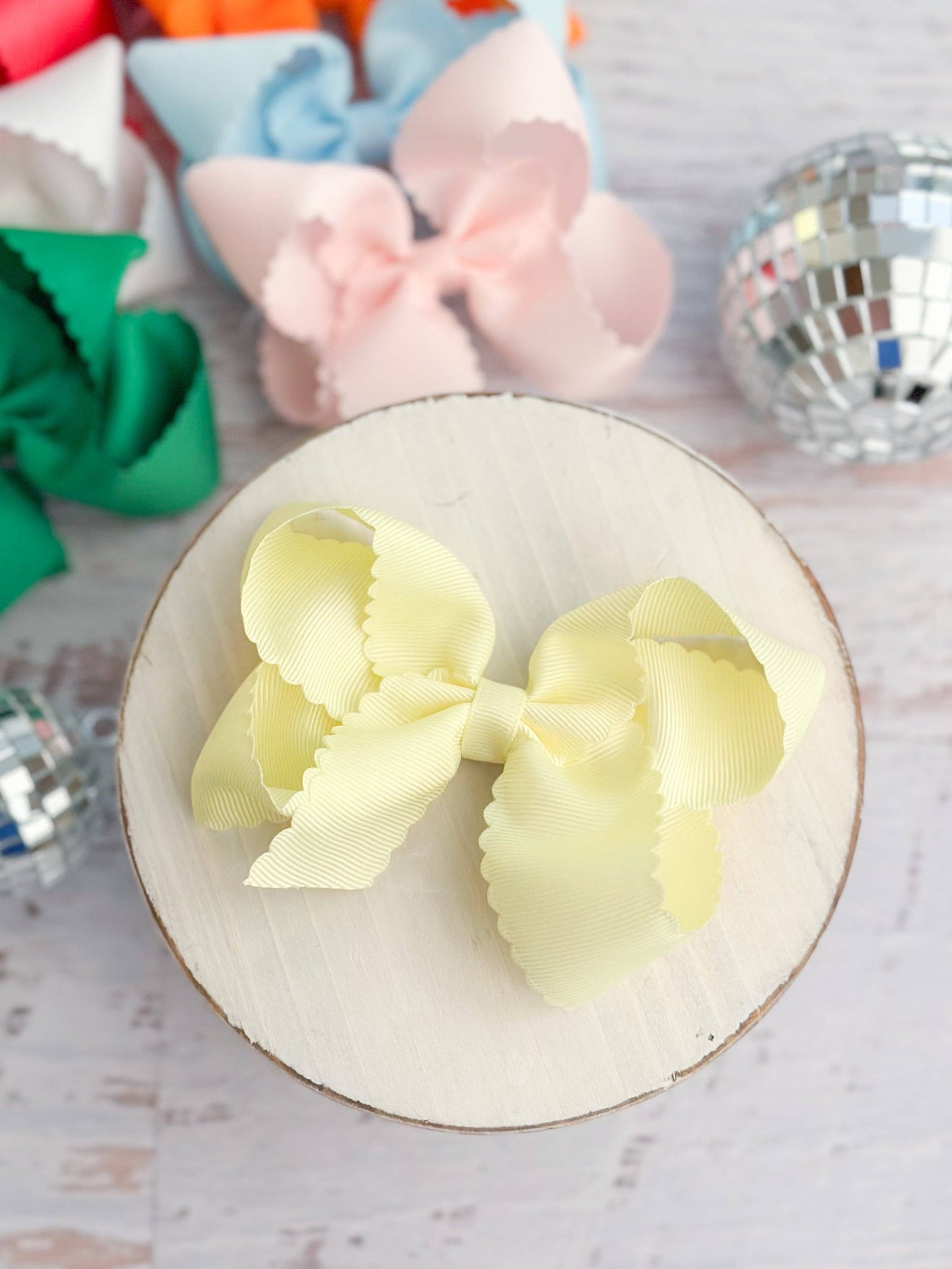 Oversize Scalloped Hair Bows - Alligator Clip - 5.5" Girls