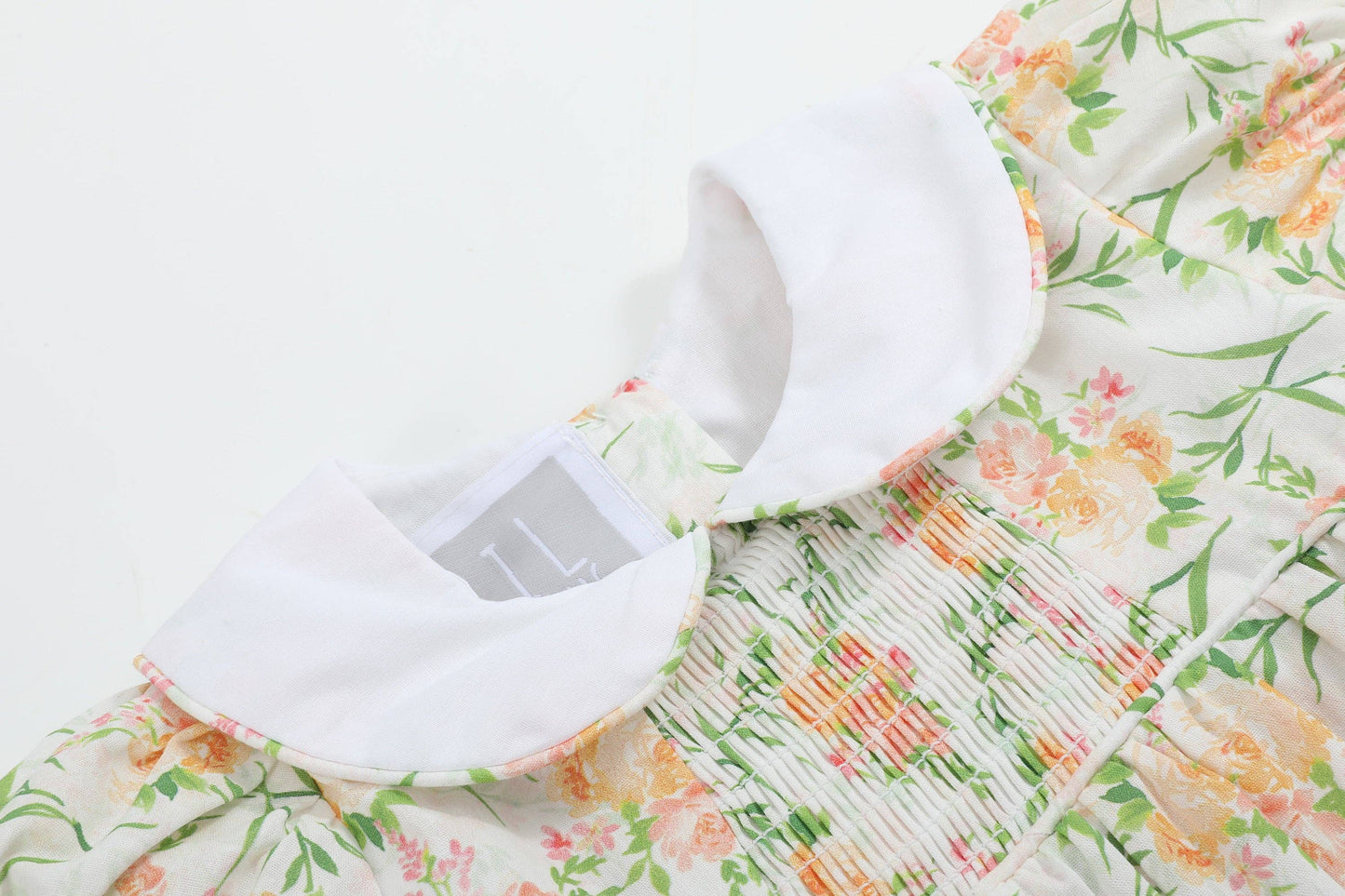 Floral Smocked Collared Bubble