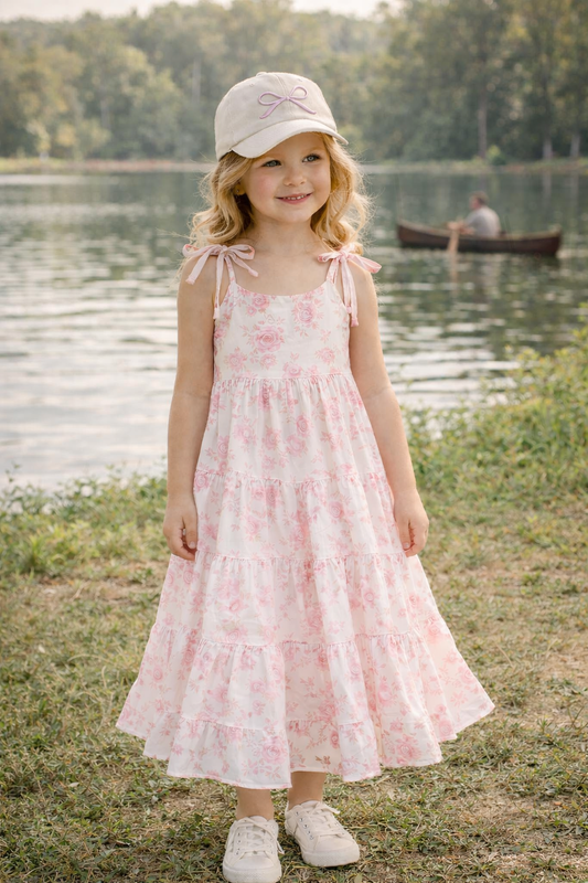 Girls Summer Pink Floral Patchwork Slip Dress