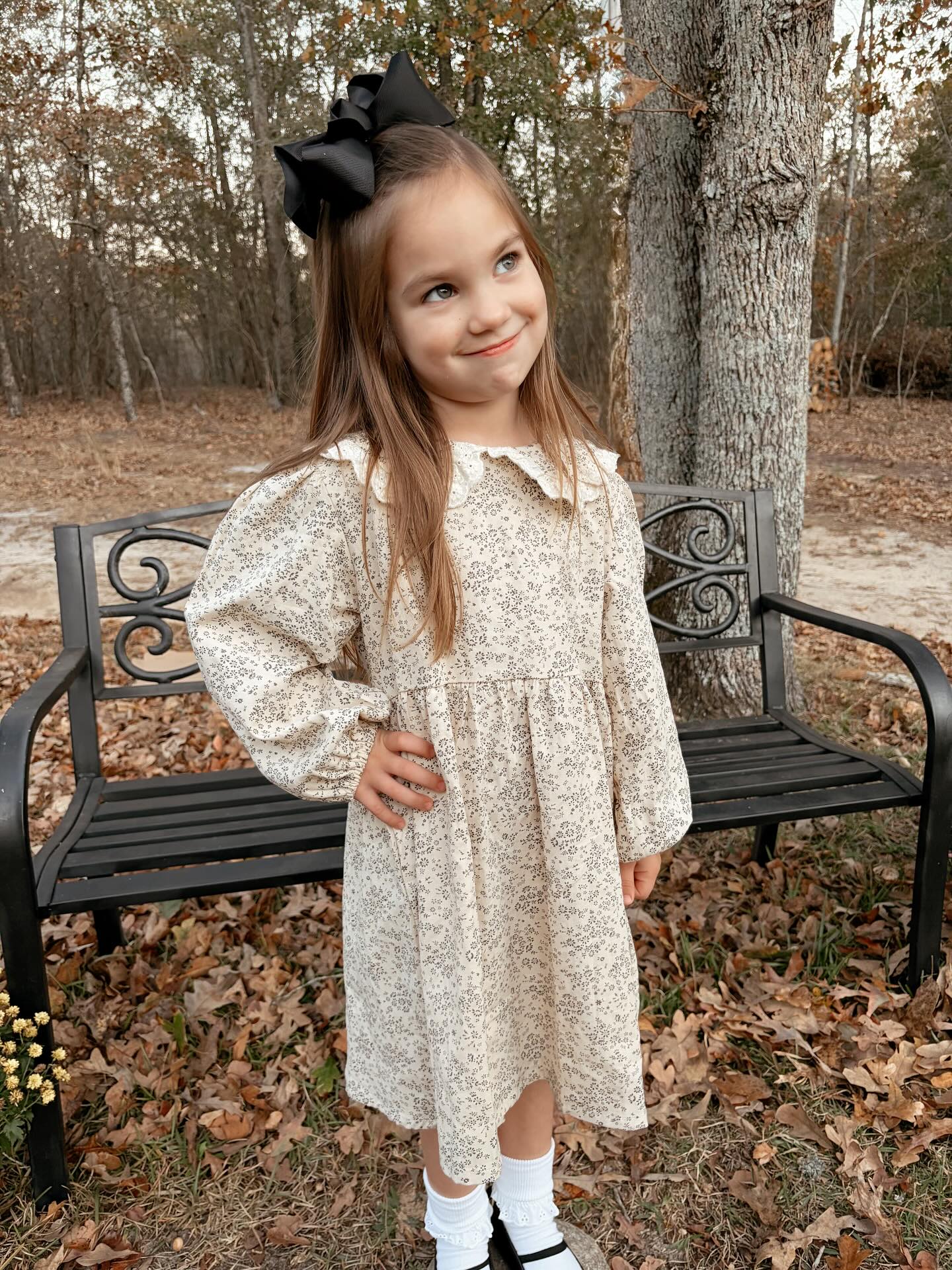 Lace Collar Baby Romper Girl's Floral Dress  Apricot